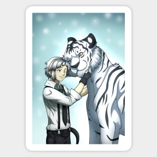 Boy with White Tiger Sticker